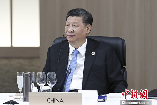 6月28日,二十国集团领导人第十四次峰会在日本大阪举行。中国国家主席习近平出席并发表题为《携手共进,合力打造高质量世界经济》的重要讲话。 <a target='_blank' href='http://www.chinanews.com/'>中新社</a>记者 盛佳鹏 摄 点击进入下一页